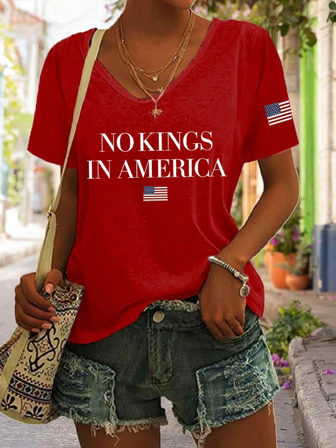 Women's Short Sleeve American Flag Printed Graphic Tee