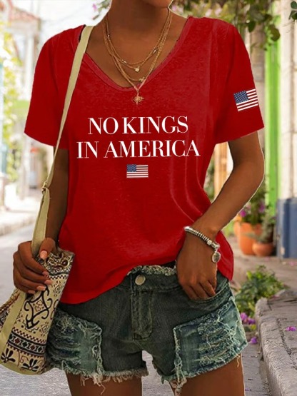 Women's Short Sleeve American Flag Printed Graphic Tee
