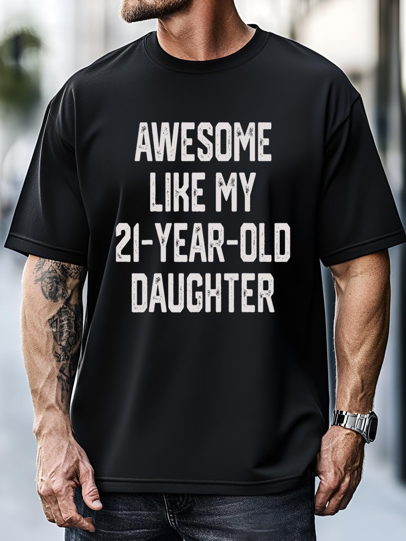 Unisex Awesome Like My 21 Year Old Daughter Funny FatherS Day 2024 T-Shirt