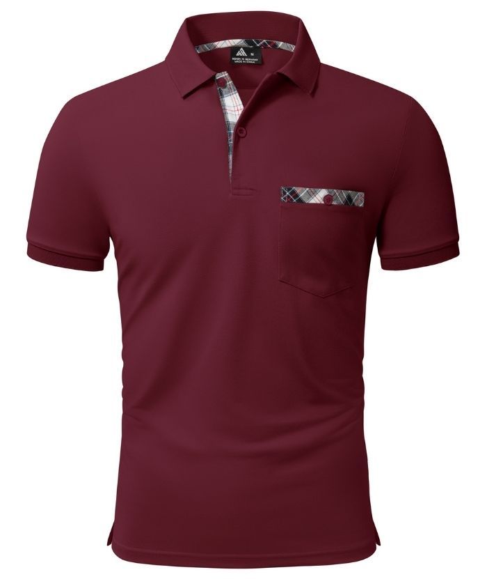 Men's Button Up Dri Fit Solid Color Polo Shirt