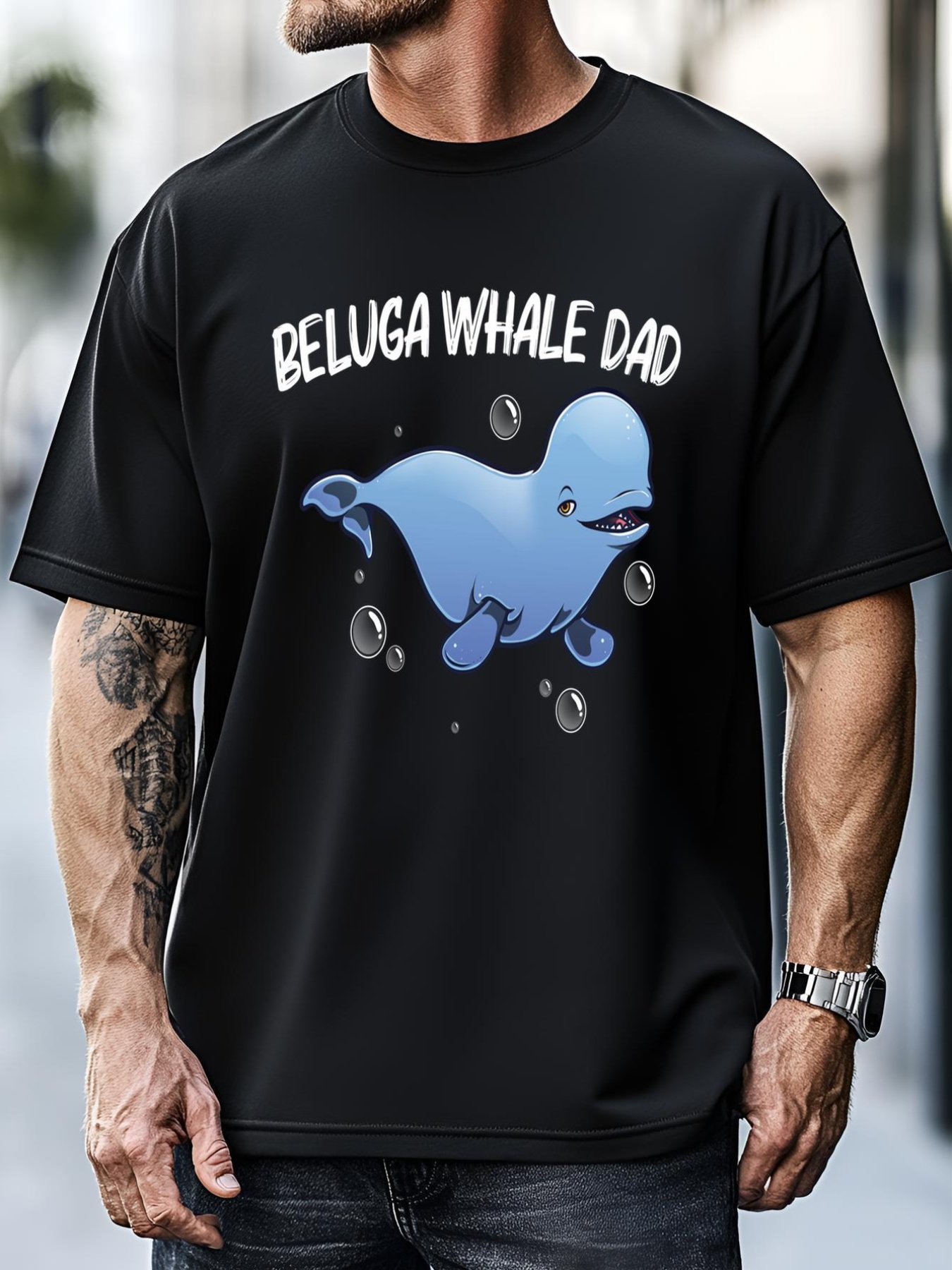 Unisex Cool Beluga Whale For Dad Father Orca Whales Save The Ocean Gift T-Shirt