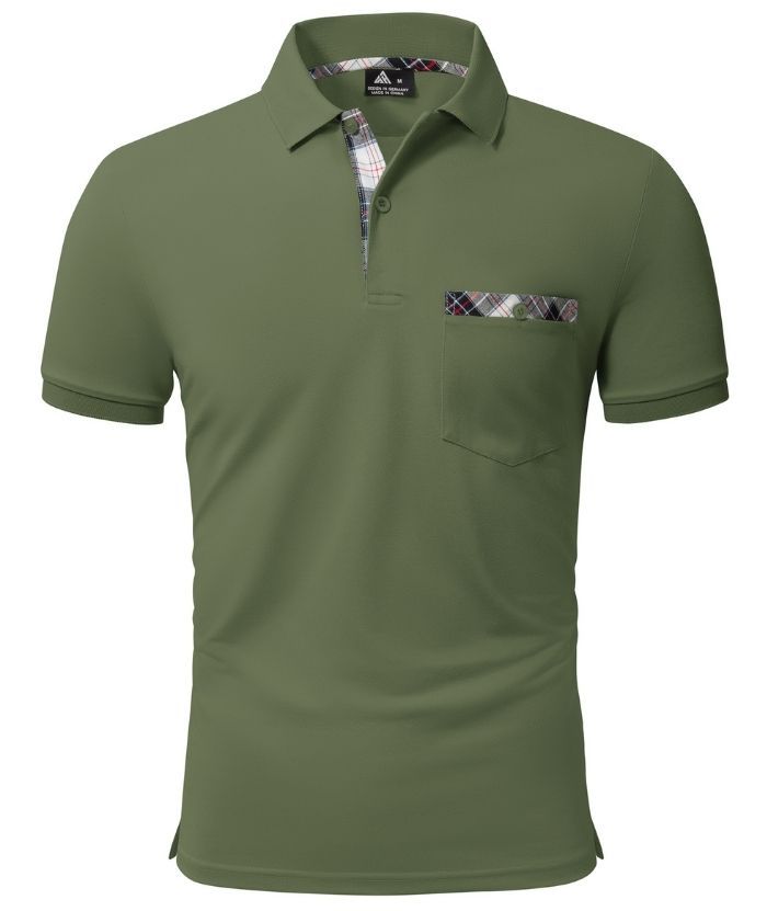 Men's Button Up Dri Fit Solid Color Polo Shirt