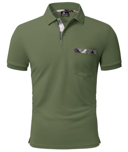 Men's Button Up Dri Fit Solid Color Polo Shirt