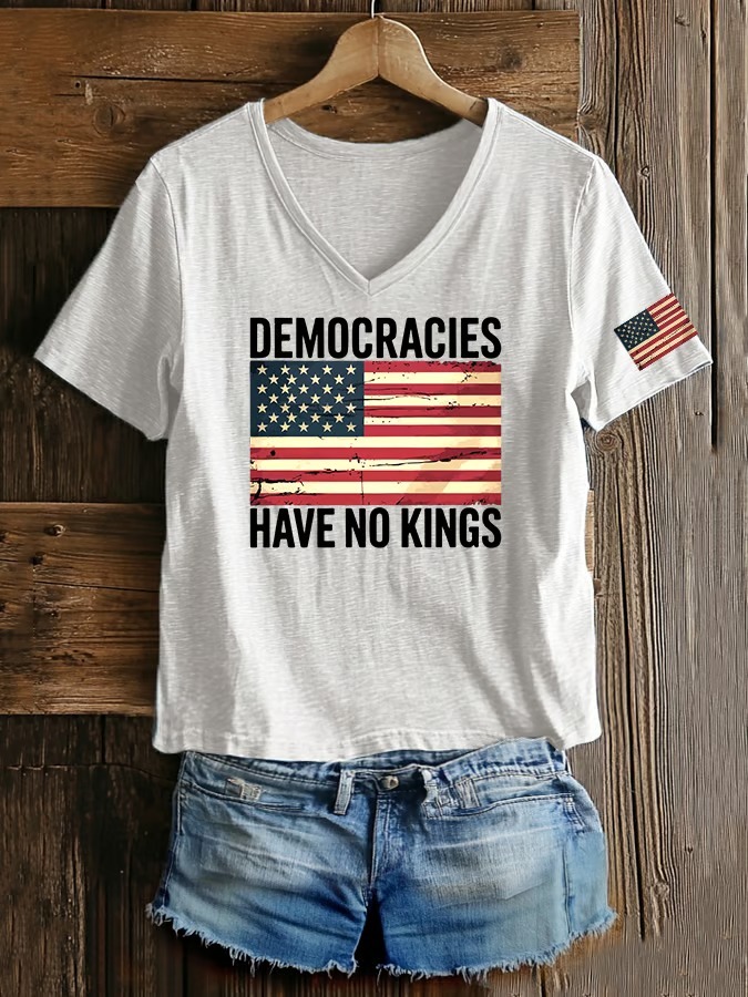 Women's Casual Retro American Flag printed Graphic Tee