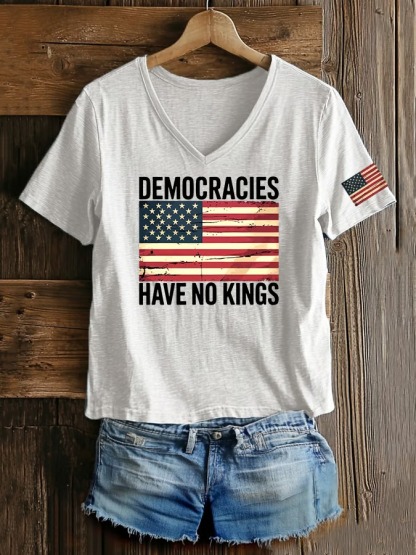 Women's Casual Retro American Flag printed Graphic Tee