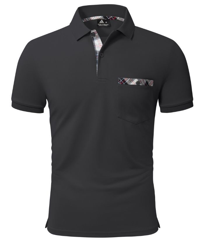 Men's Button Up Dri Fit Solid Color Polo Shirt