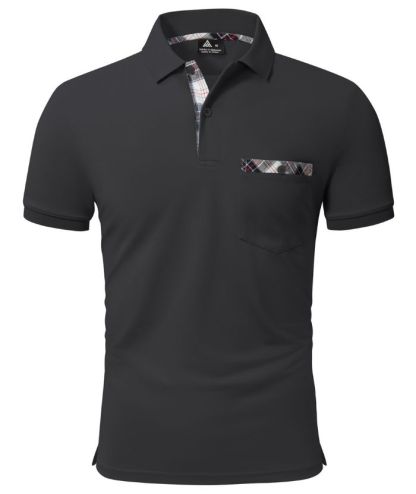 Men's Button Up Dri Fit Solid Color Polo Shirt