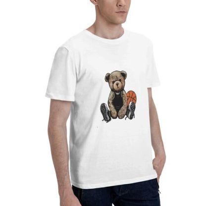Men's Teddy Bear Printed 100% Cotton T-Shirt-pod4team