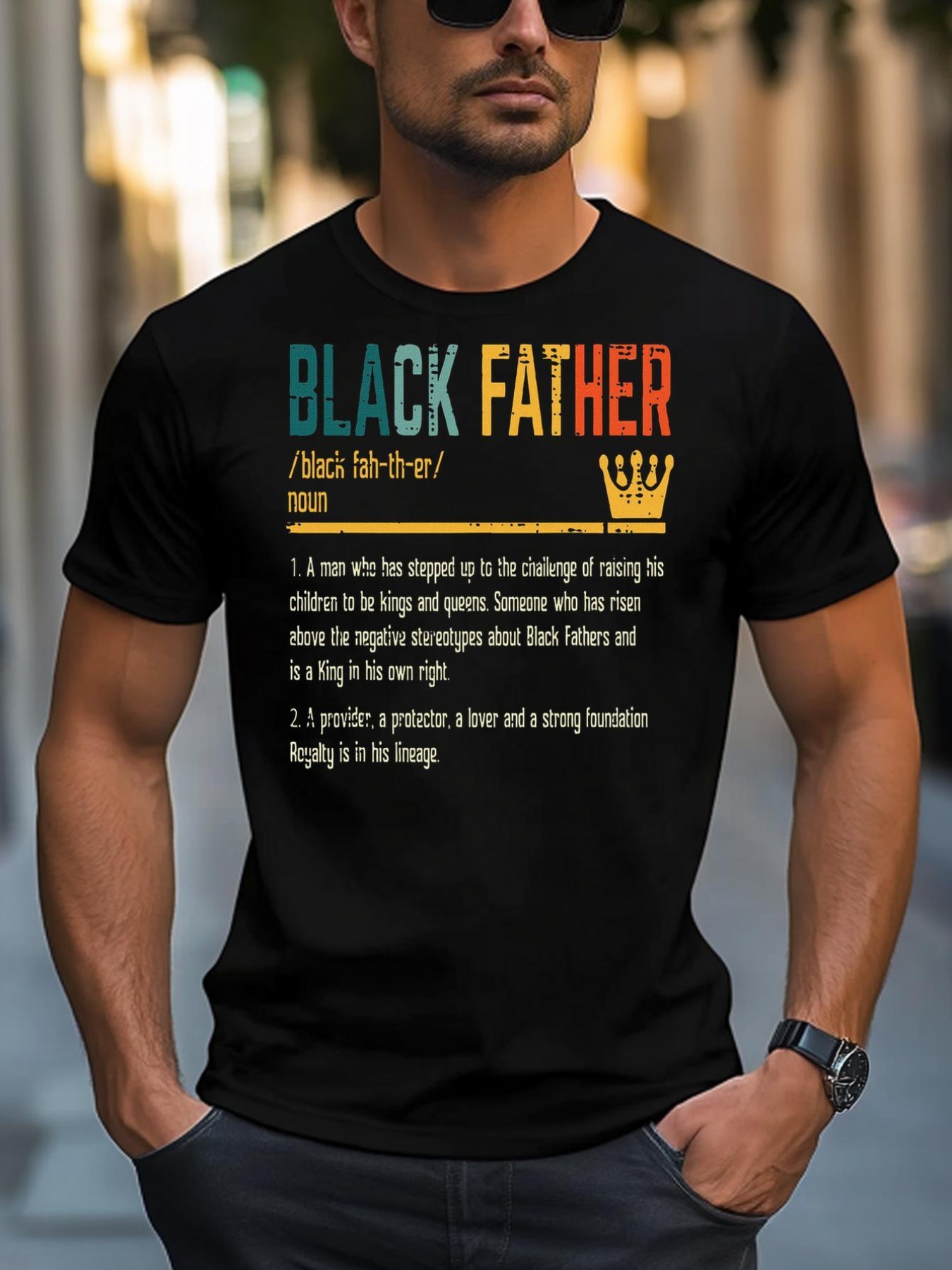 Unisex Fathers Day Black Father Definition African American Dad T-Shirt