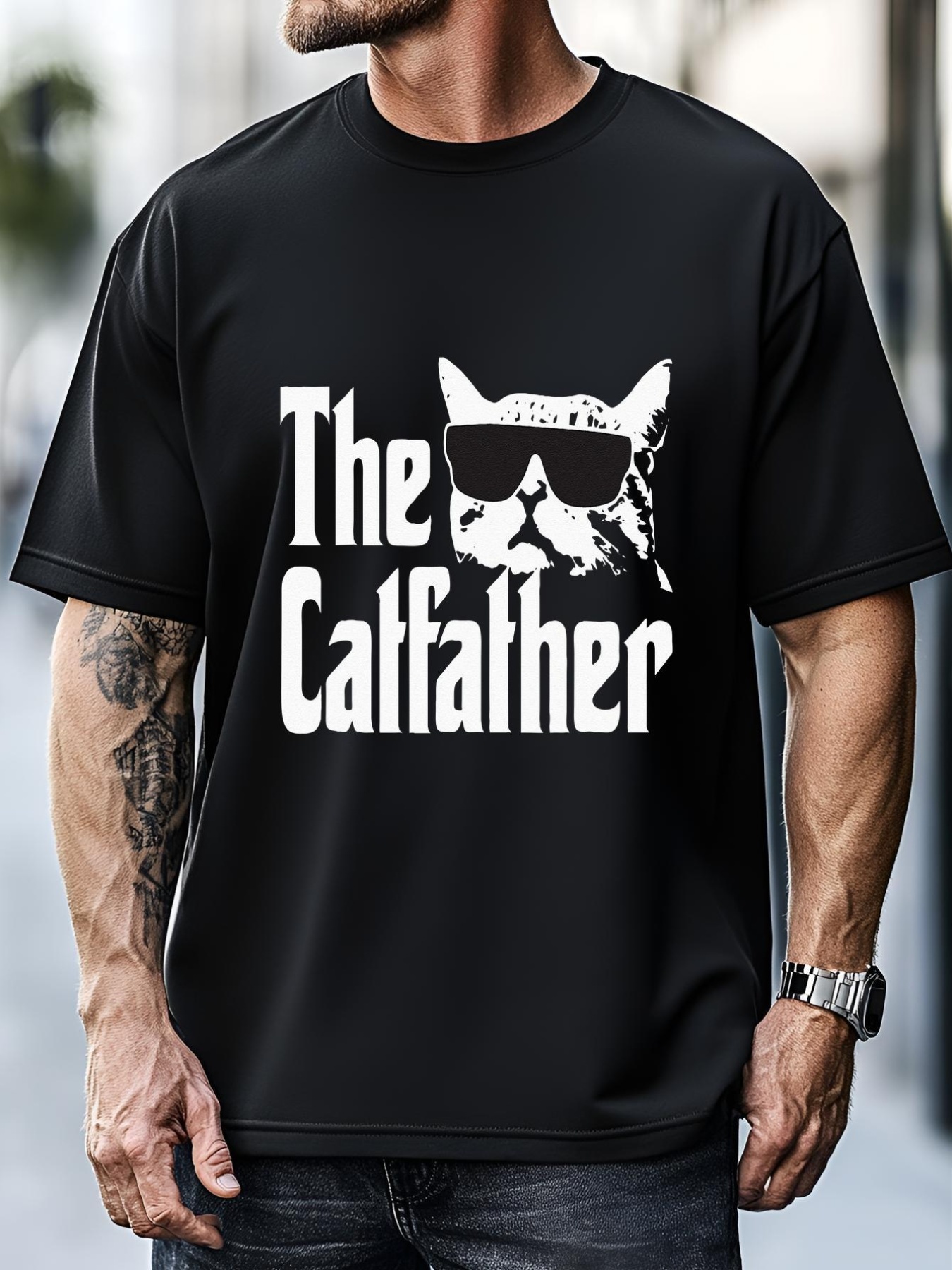 Unisex The Catfather Cat Daddy Funny Gif T-Shirt