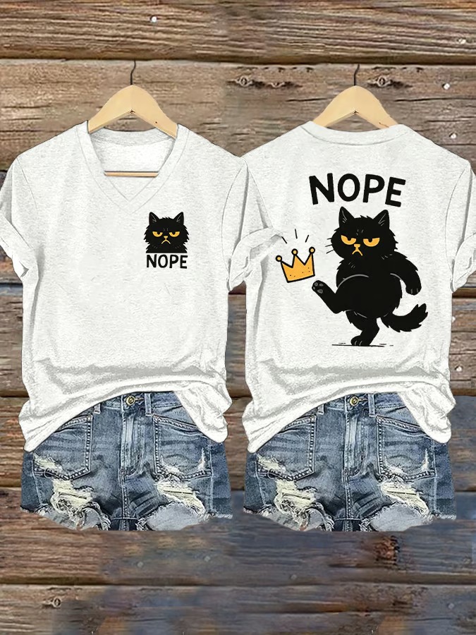 Women's No Kings In America Cat Crown Graphic Tee