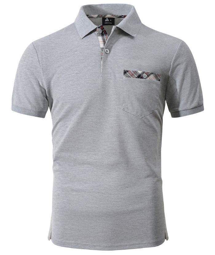 Men's Button Up Dri Fit Solid Color Polo Shirt