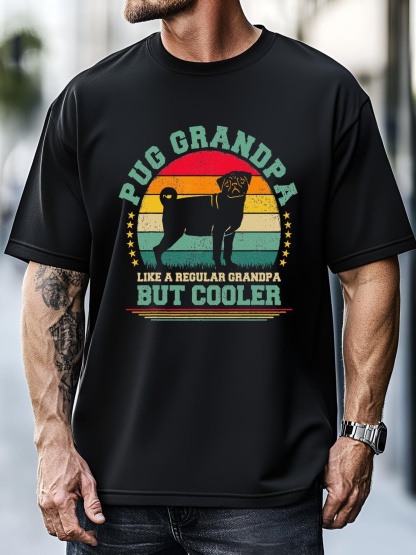 Unisex Pug Dog Lover Funny Vintage Pug Grandpa Fathers Day T-Shirt