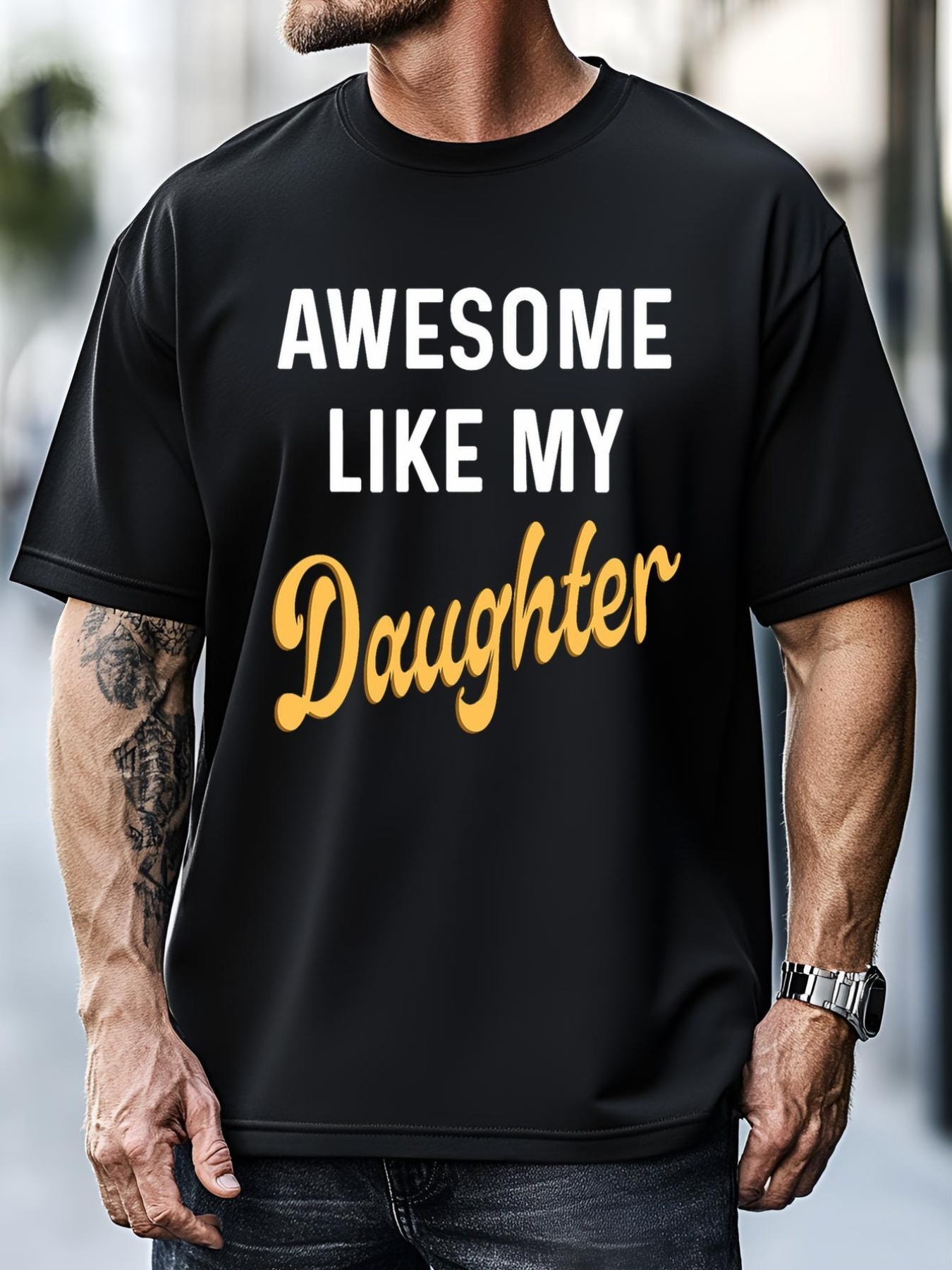 Unisex Awesome Like My Daughter Fathers Day Dad Funny T-Shirt