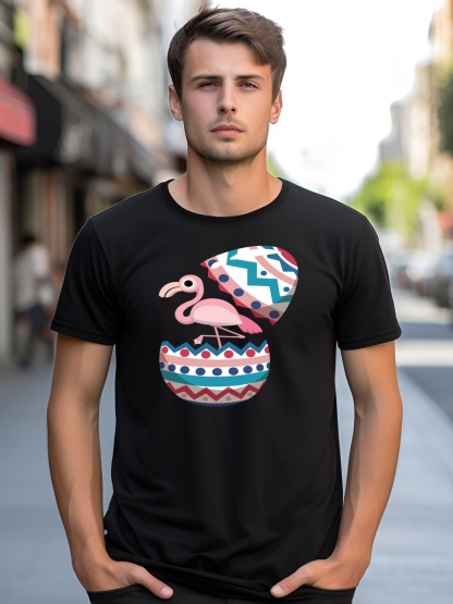 Unisex Easter Egg Flamingo Gift Happy Easter Cute Colorful Easter Egg Great Gift shirt  Graphic Tee