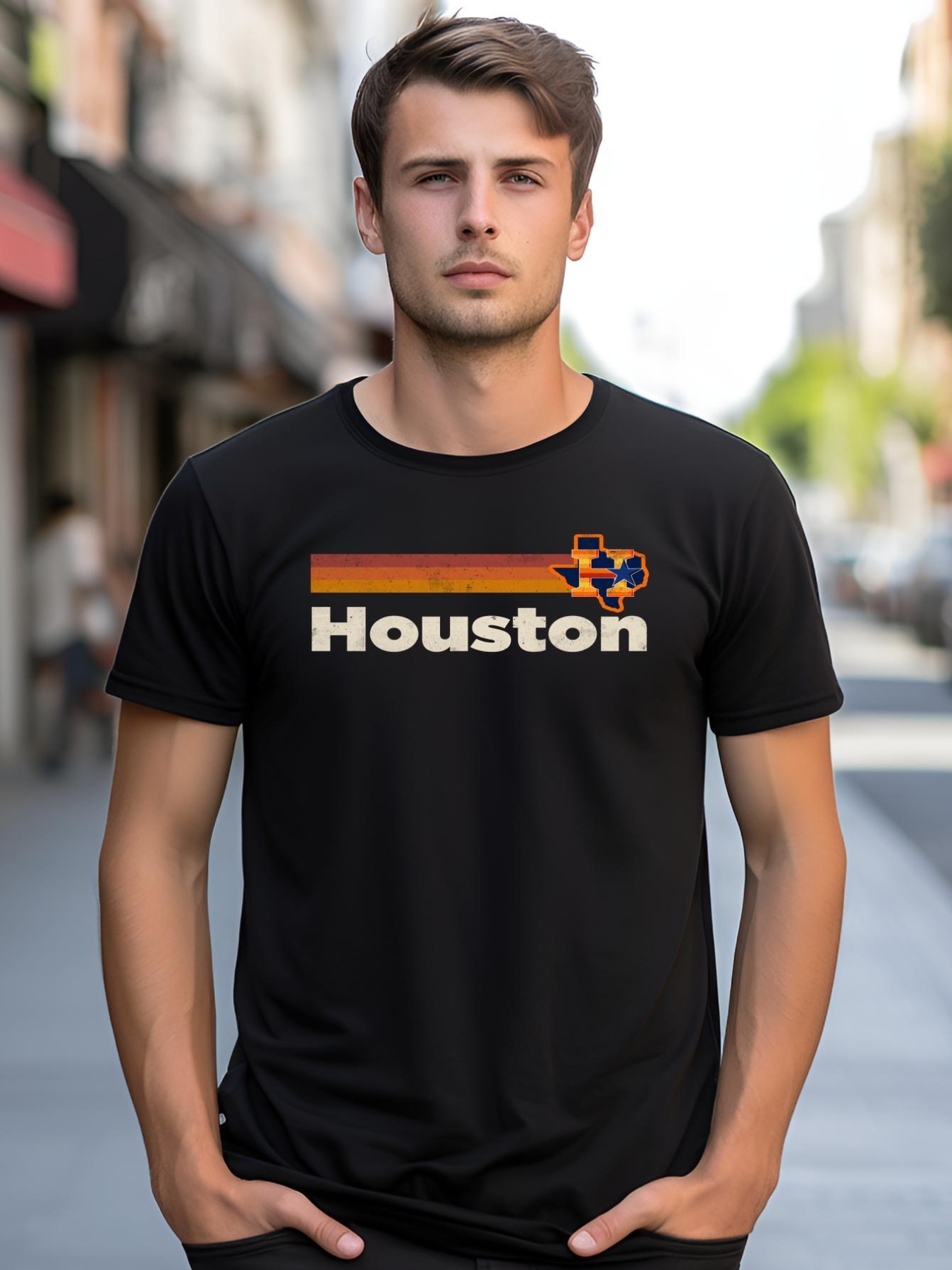 Unisex Houston Texas Houston Strong Stripes Baseball shirt  Graphic Tee