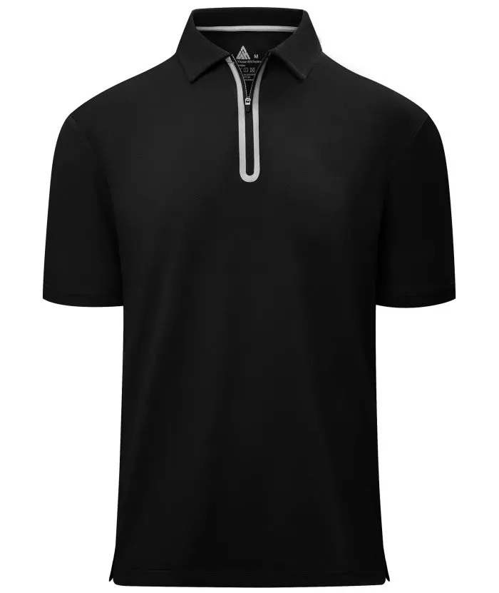 Men's 1/4 Zipper Solid Color Golf Polo Shirt