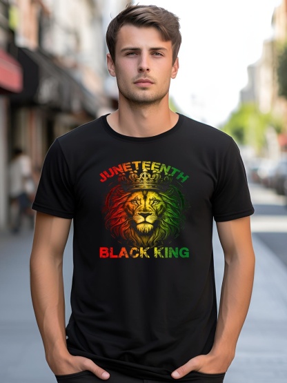 Unisex Lion Juneteenth Black King Melanin Father Dad shirt  Graphic Tee