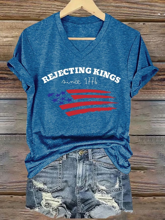 Women's Casual Fashion American Flag Printed Graphic Tee