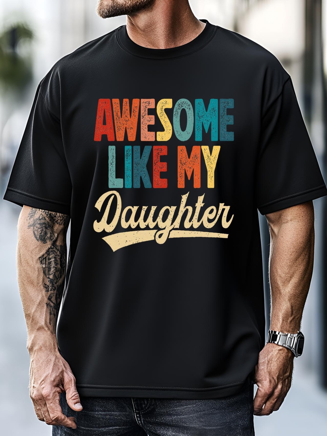 Unisex Awesome Like My Daughter Fathers Day From Daughter Retro Dad T-Shirt