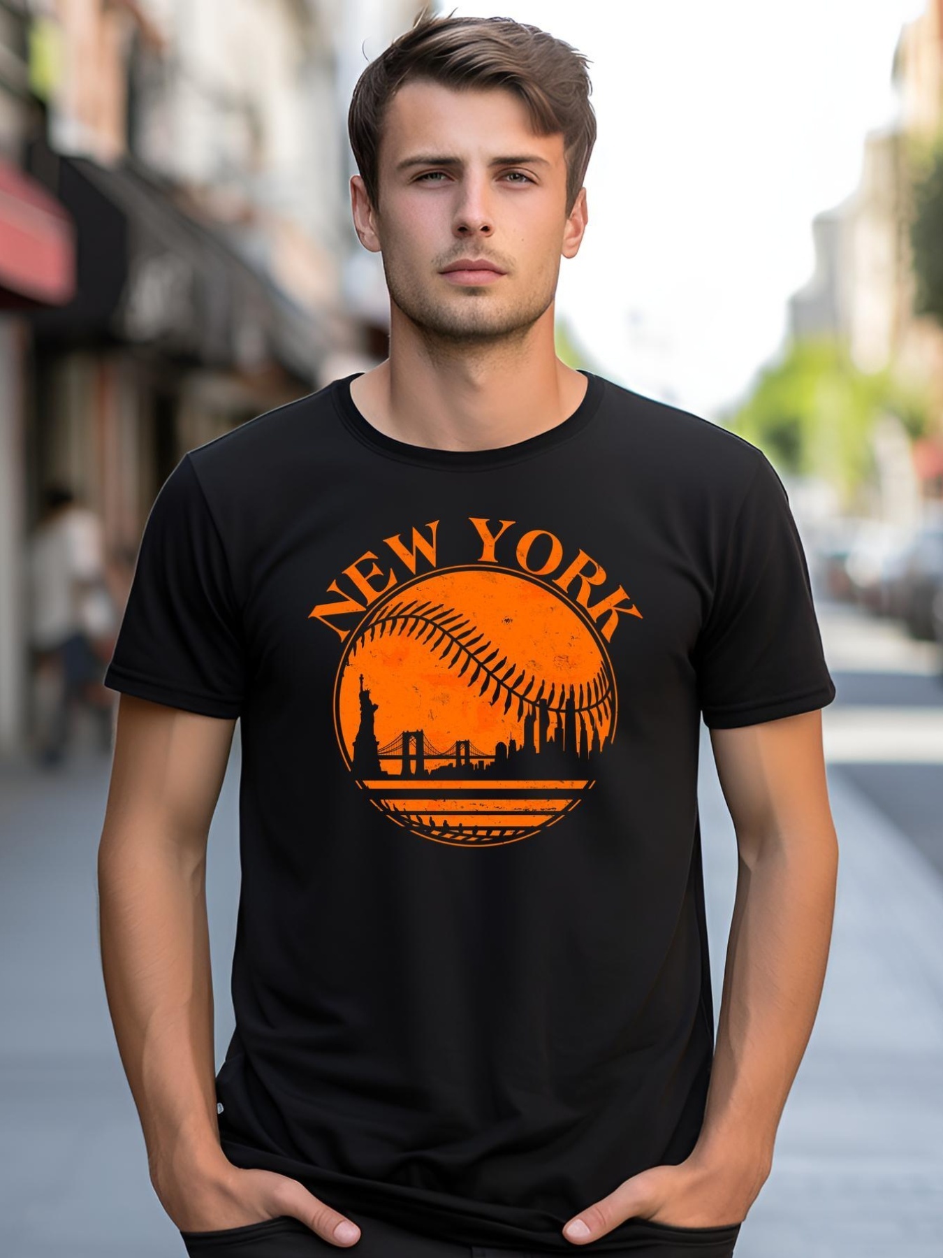 Unisex Vintage New York City Skyline Baseball shirt  Graphic Tee
