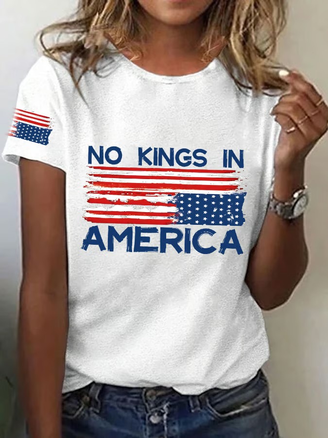 Women's No Kings in America Print Independence day Graphic Tee