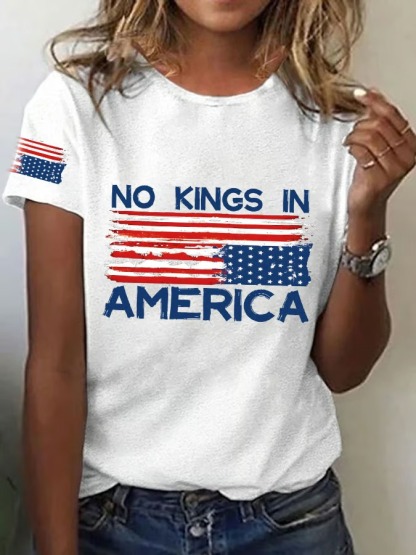 Women's No Kings in America Print Independence day Graphic Tee