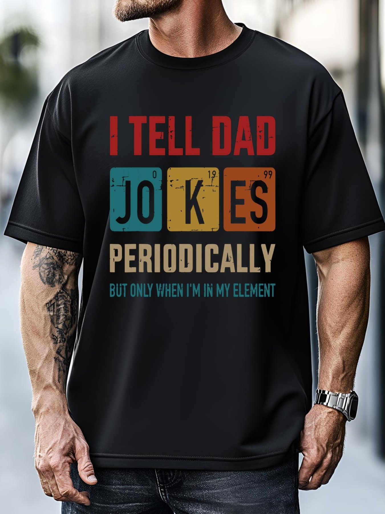 Unisex I Tell Dad Jokes Periodically Element Vintage Fathers Day T-Shirt