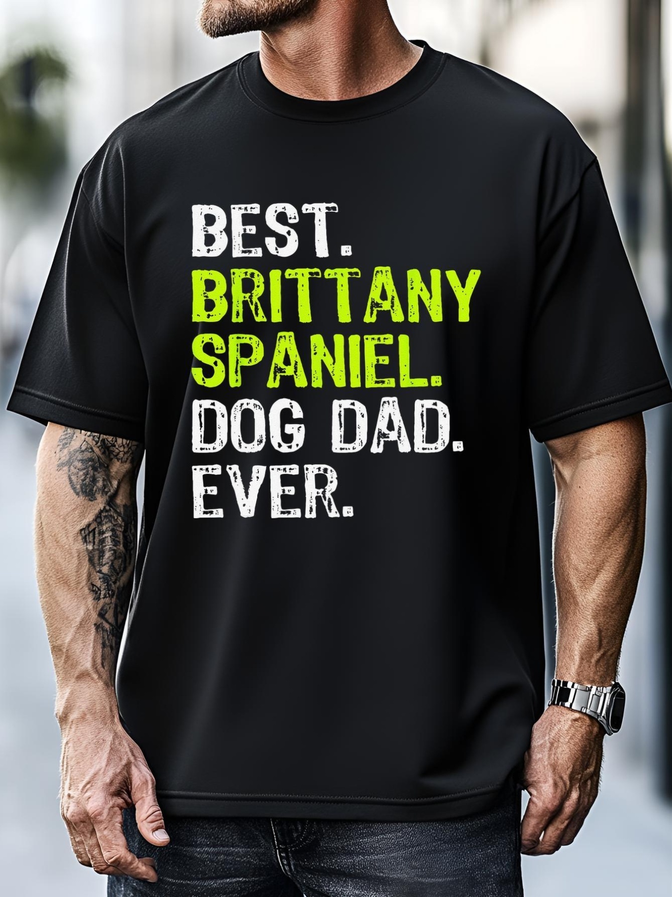 Unisex Brittany Spaniel Dog Dad Fathers Day Dog Lovers T-Shirt
