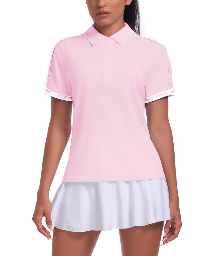 Women's Slim Fit Solid Color Golf Tennis Polo Shirt