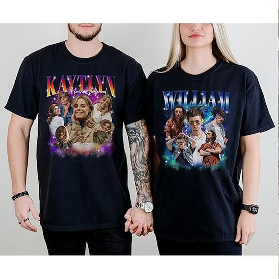 Unisex Custom Bootleg Rap Design with Girlfriend & Pet Faces 100% Cotton Graphic Tee