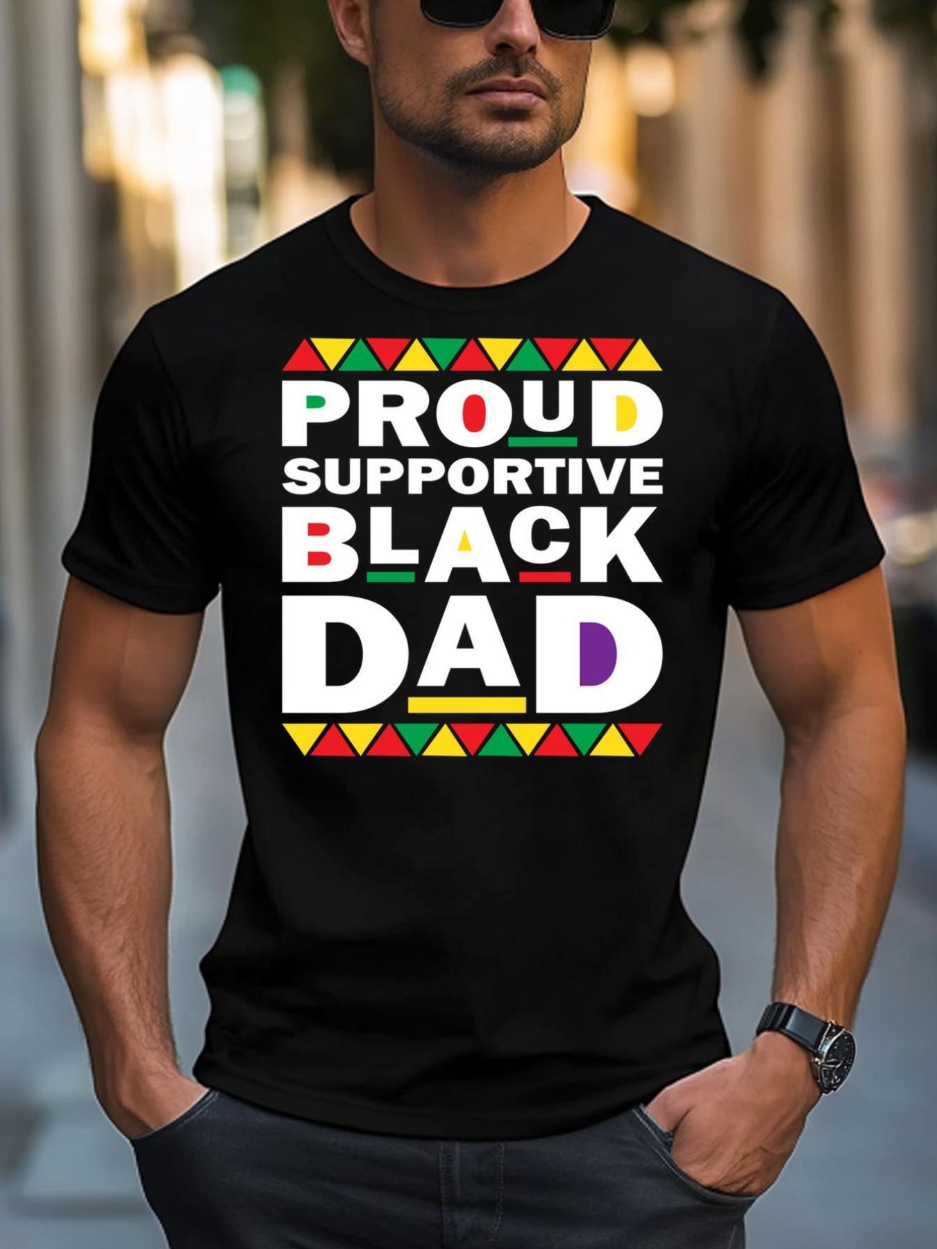 Unisex Proud Supportive Black Dad Pride Juneteenth Father's Day Cute Gift T-Shirt