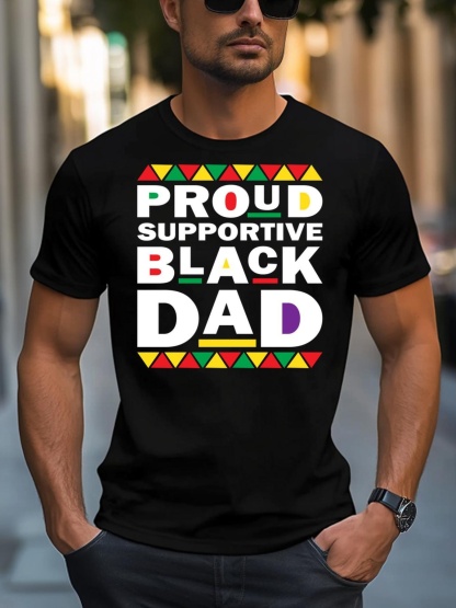 Unisex Proud Supportive Black Dad Pride Juneteenth Father's Day Cute Gift T-Shirt