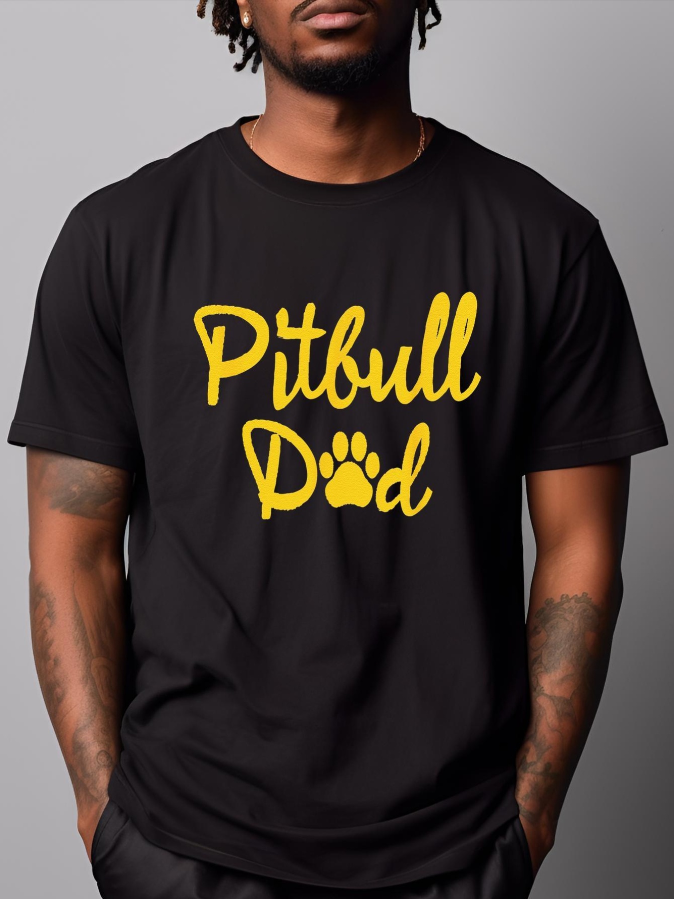 Unisex Pitbull Dad Dog Animal Pet Lover Daddy Cool Fathers Day T-Shirt