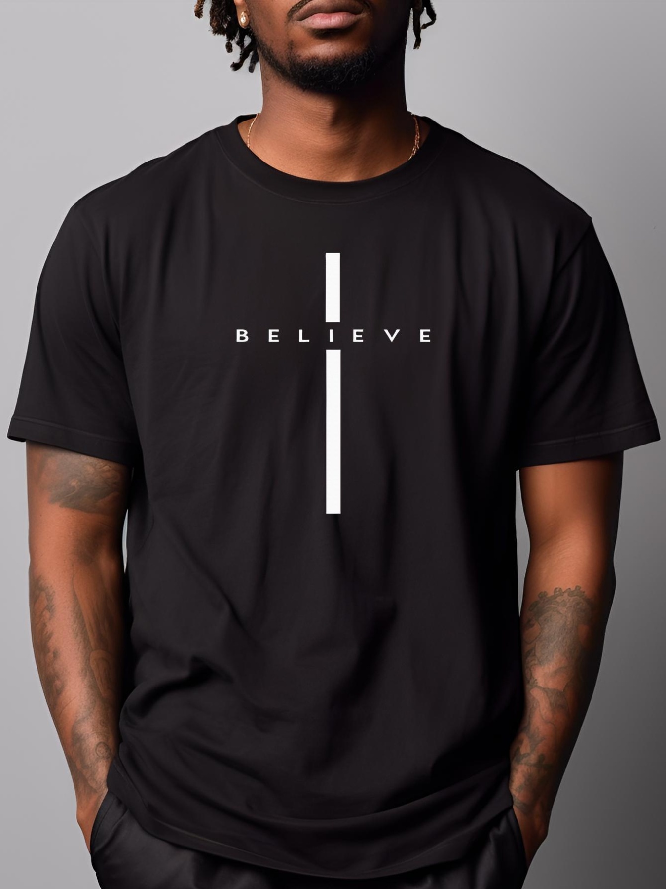 Unisex Believe Cross God Jesus Easter Christian Religious T-Shirt
