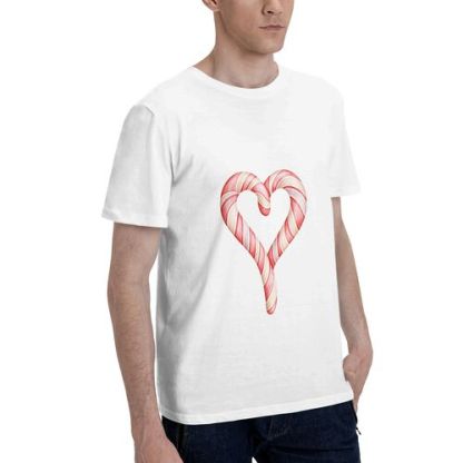 Men's Heartshape Candy Print 100% Cotton T-Shirt-pod4team