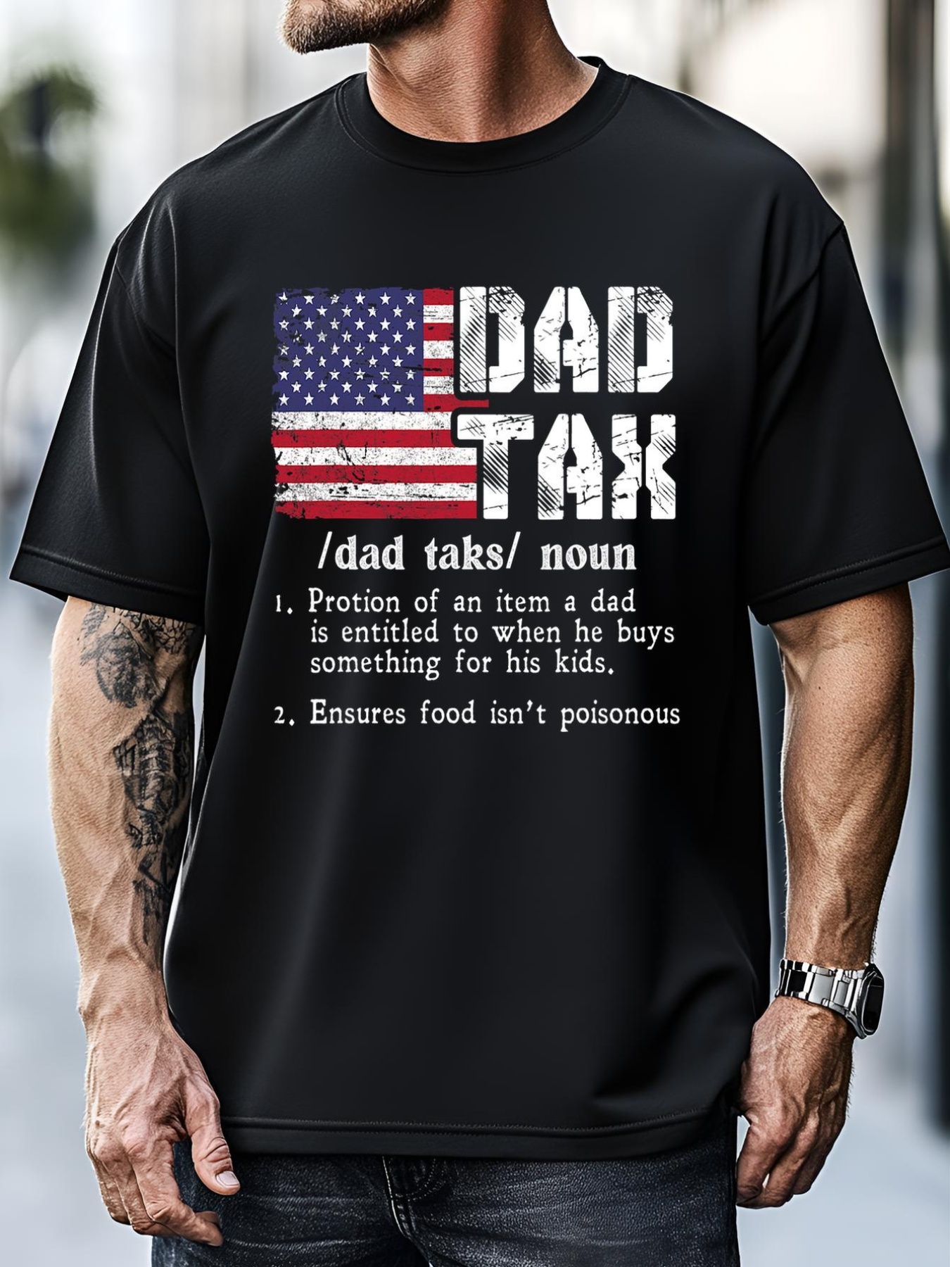 Unisex Vintage Dad Tax Definition Funny Fathers Day America Flag T-Shirt