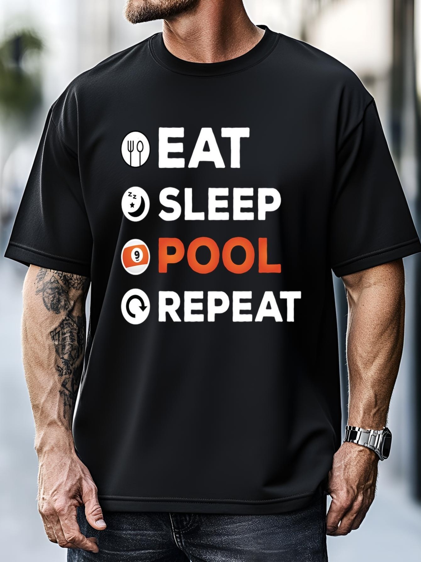 Unisex Father's Day Eat Sleep Pool Repeat Gift For Dad T-Shirt