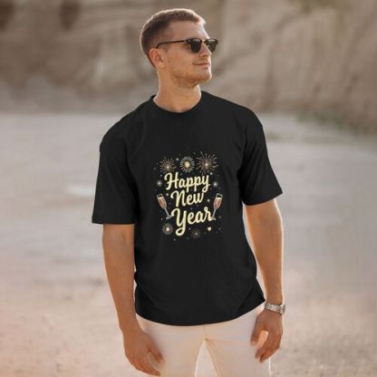 Men's Happy New Year 100% Cotton T-Shirt-pod4team