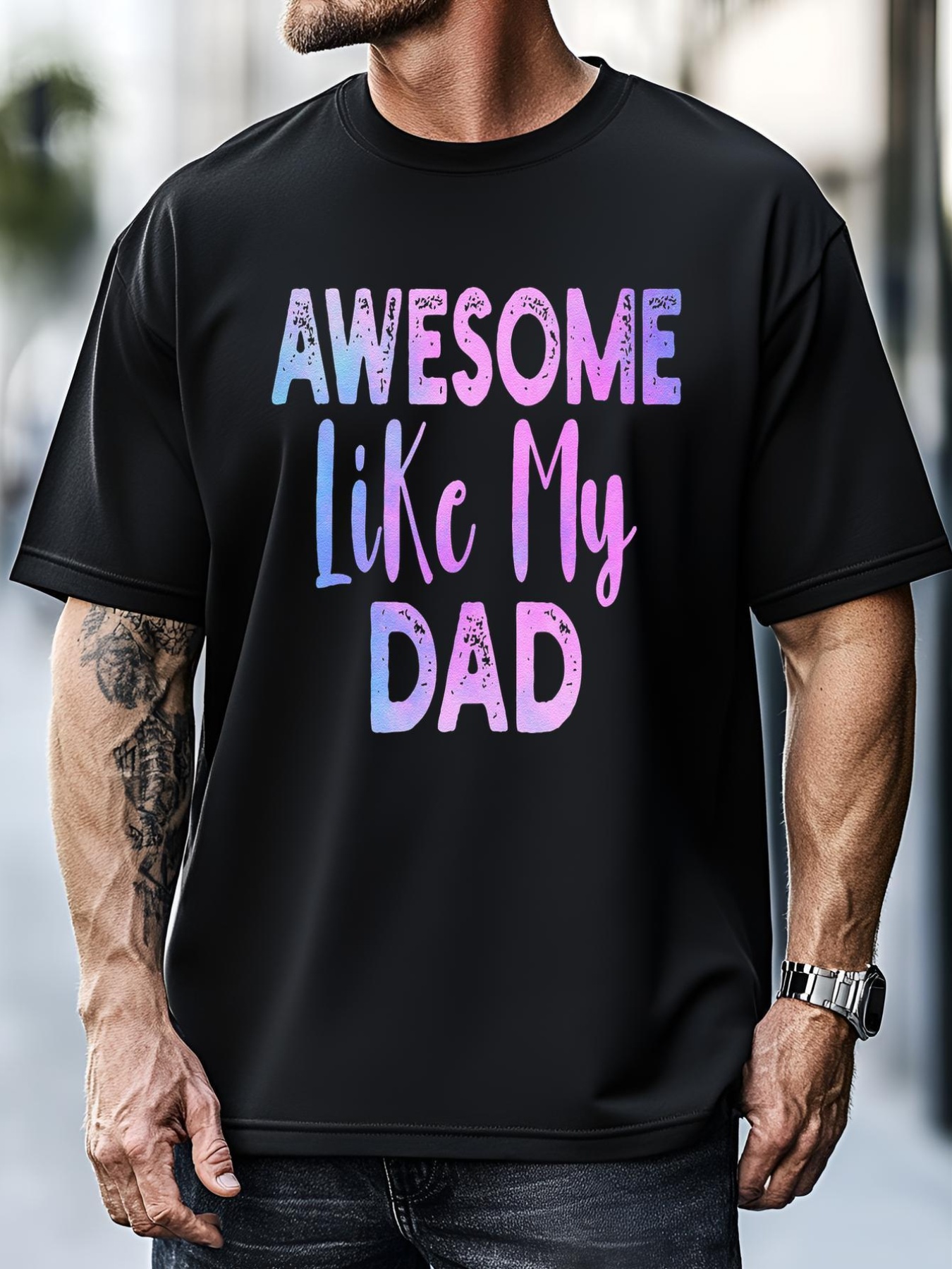 Unisex Awesome Like My Dad Funny Fathers Day For Daughter And Son T-Shirt