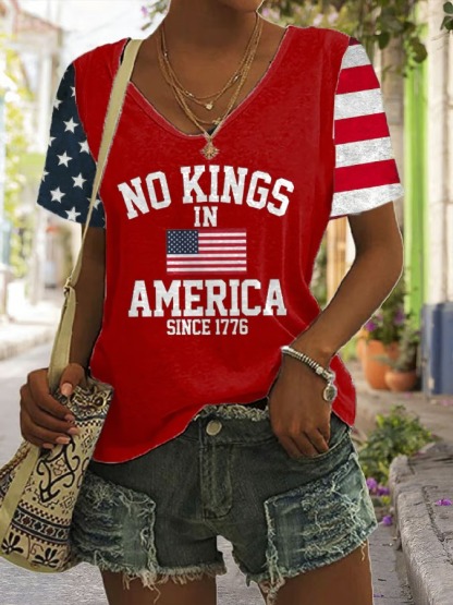 Women's  American Flag Printed 4th Of July Graphic Tee