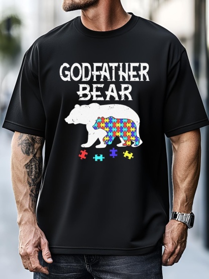 Unisex Godfather Bear Autism Awareness Autism Papa Dad Daddy T-Shirt