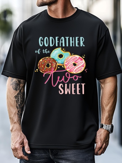 Unisex Godfather Sweet Two Donut Birthday Party Theme T-Shirt