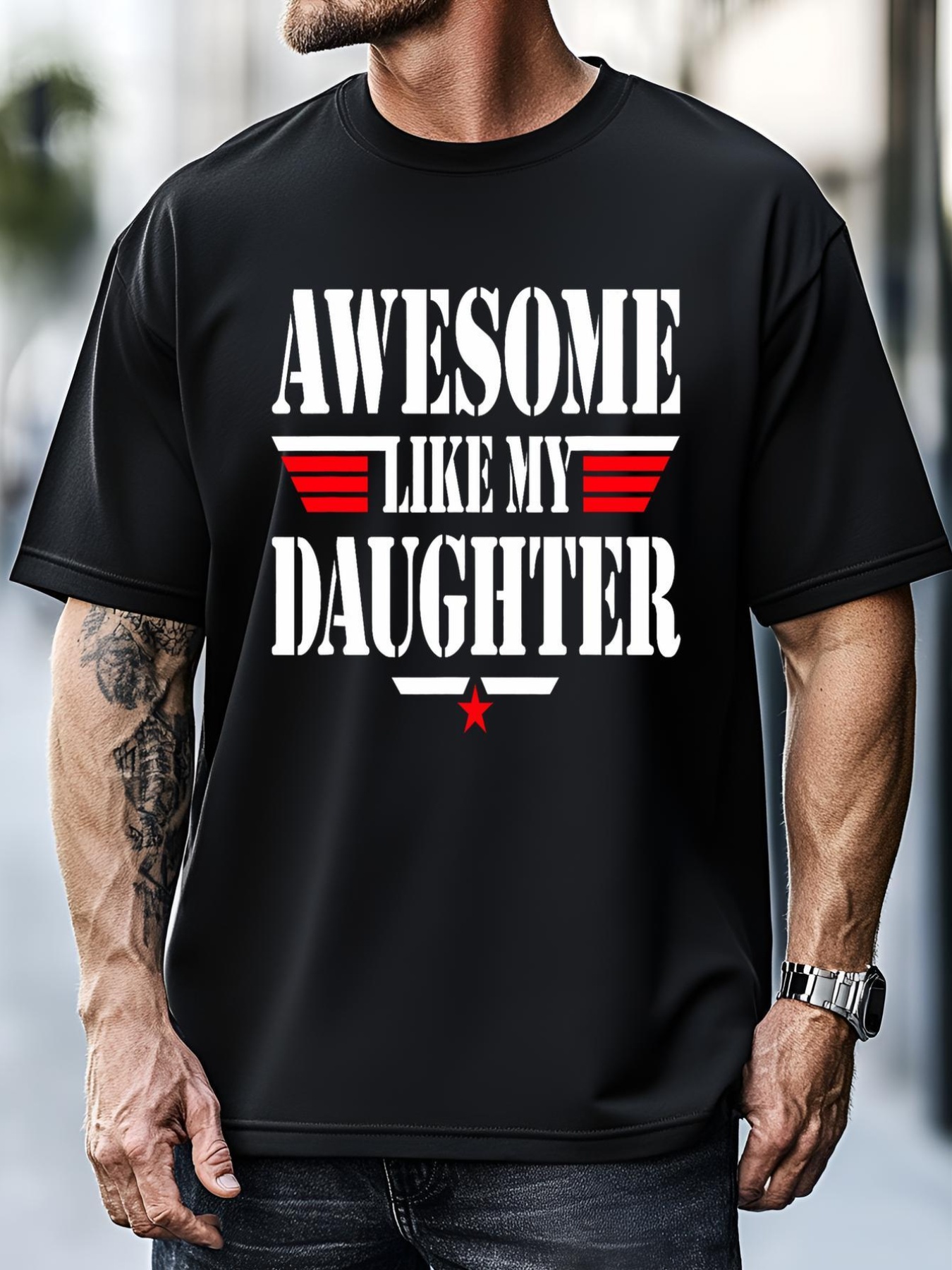 Unisex Awesome Like My Daughter Funny Fathers Day Grandpa Dad T-Shirt