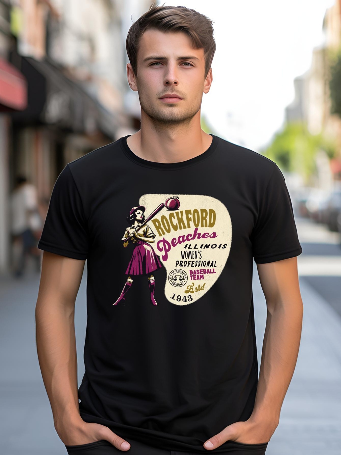 Unisex Rockford Peaches Women Professional Baseball Team shirt  Graphic Tee