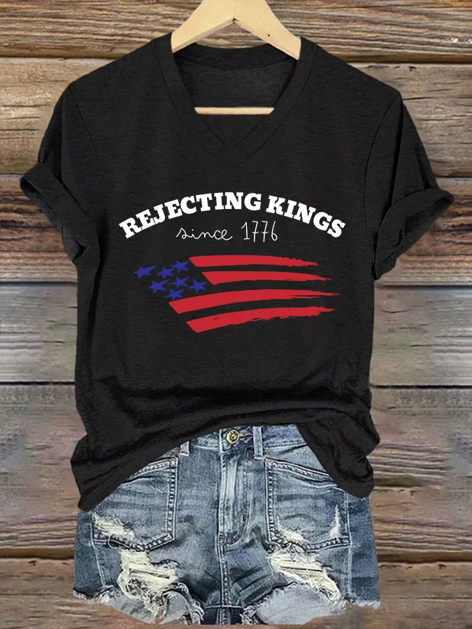 Women's Casual Fashion American Flag Printed Graphic Tee