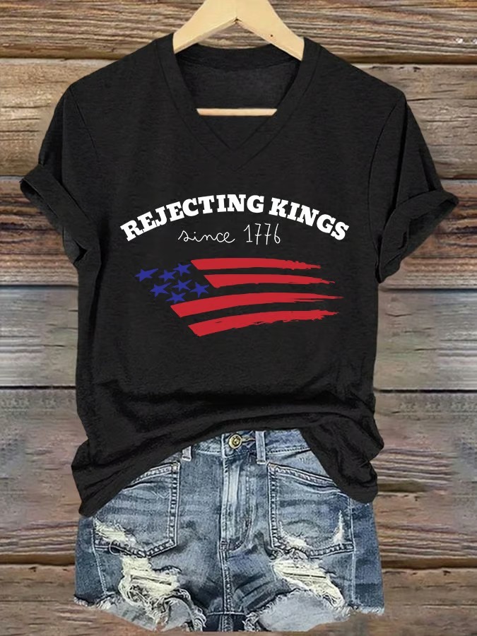 Women's Casual Fashion American Flag Printed Graphic Tee