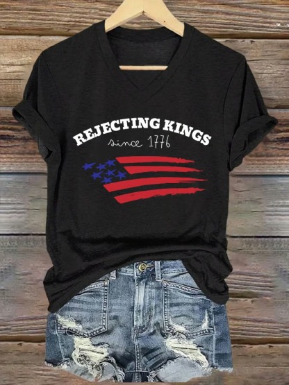 Women's Casual Fashion American Flag Printed Graphic Tee