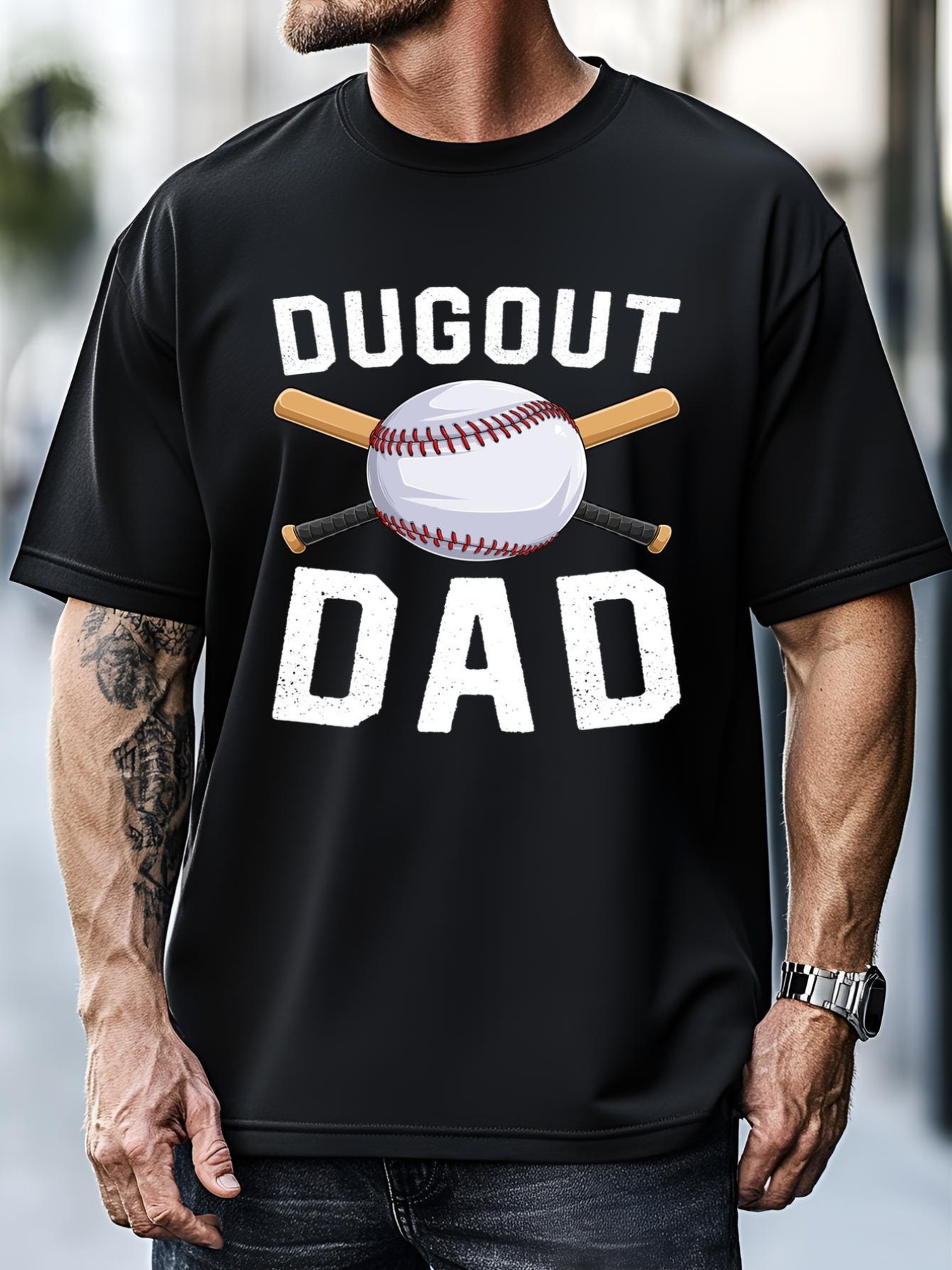 Unisex Dugout Dad Baseball Daddy Funny Baseball FatherS Day Gift T-Shirt