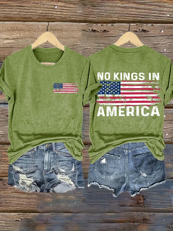 Women's Retro American Flag Printed Graphic Tee